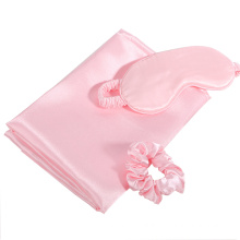 Silky Sleep Essentials Sets Sleeping Eye Mask Silk Satin Pillowcase and Scrunchies